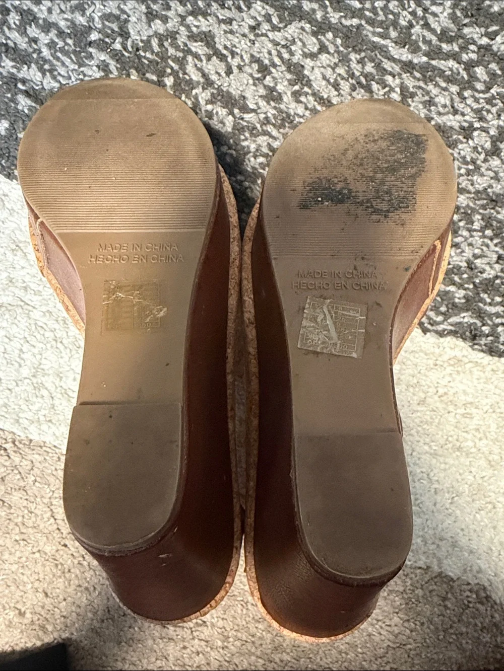 Forever 21 platform wedge sandals, brown / cork, sz 8, pre-loved condition! Y2K!